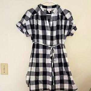Medium Isabel Maternity‎ Plaid Black and White Dress